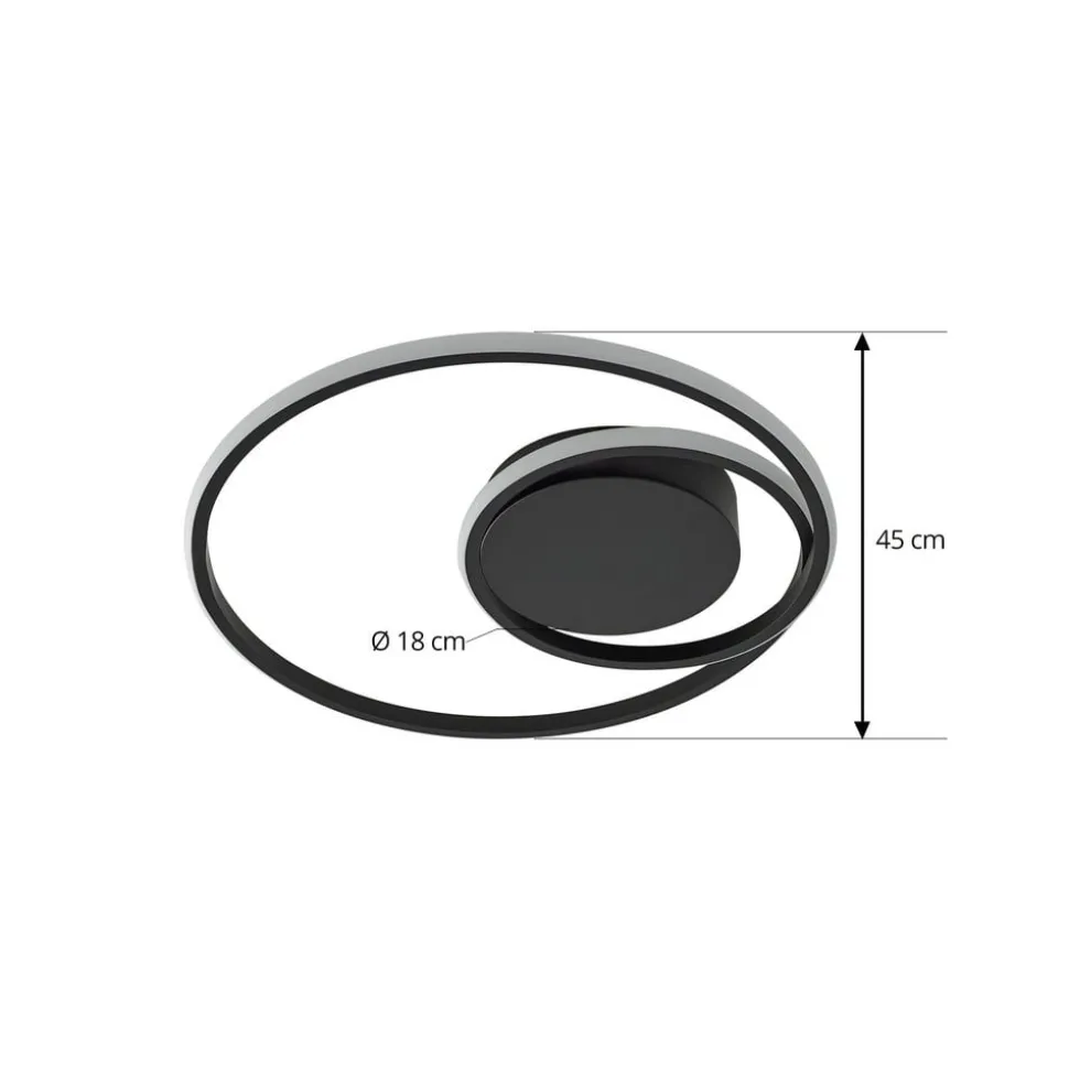 Lindby LED-loftlampe Kyron, sort, aluminium, dæmpbar, Ø45cm