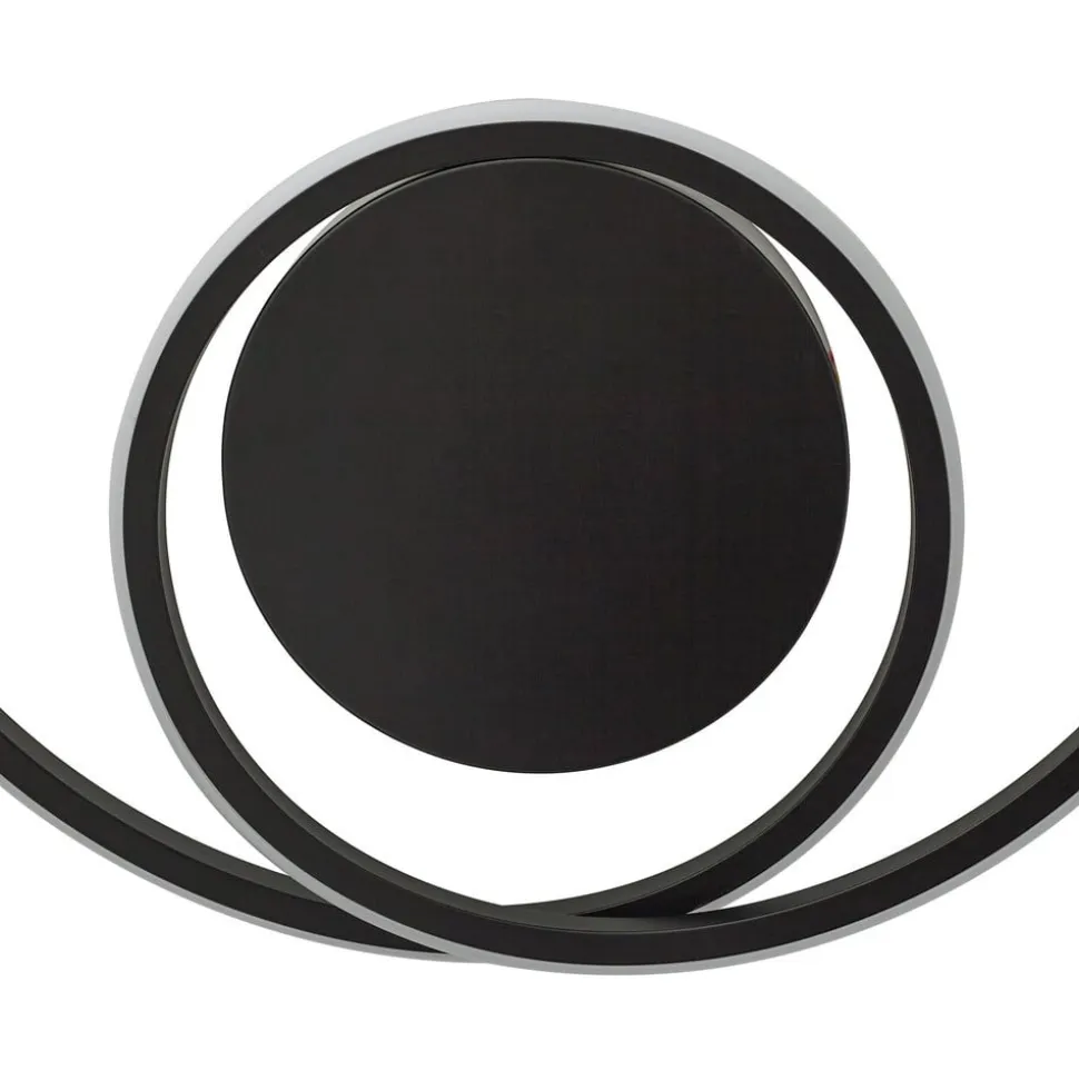 Lindby LED-loftlampe Kyron, sort, aluminium, dæmpbar, Ø45cm