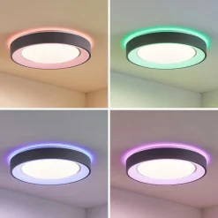 Lindby LED-loftlampe Lindum, RGB, CCT, fjernbetjening, dæmpbar