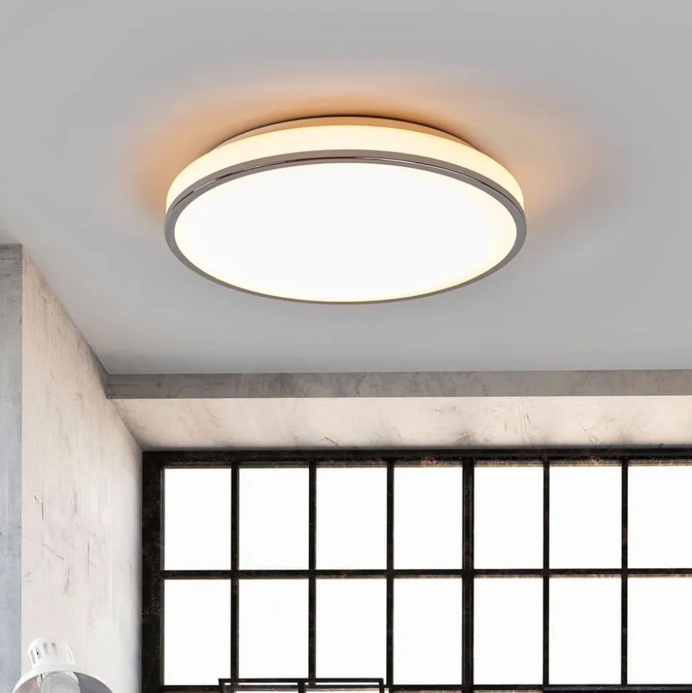 Lindby LED-loftlampe Lyss, Ø 40 cm, kromfarvet, IP44