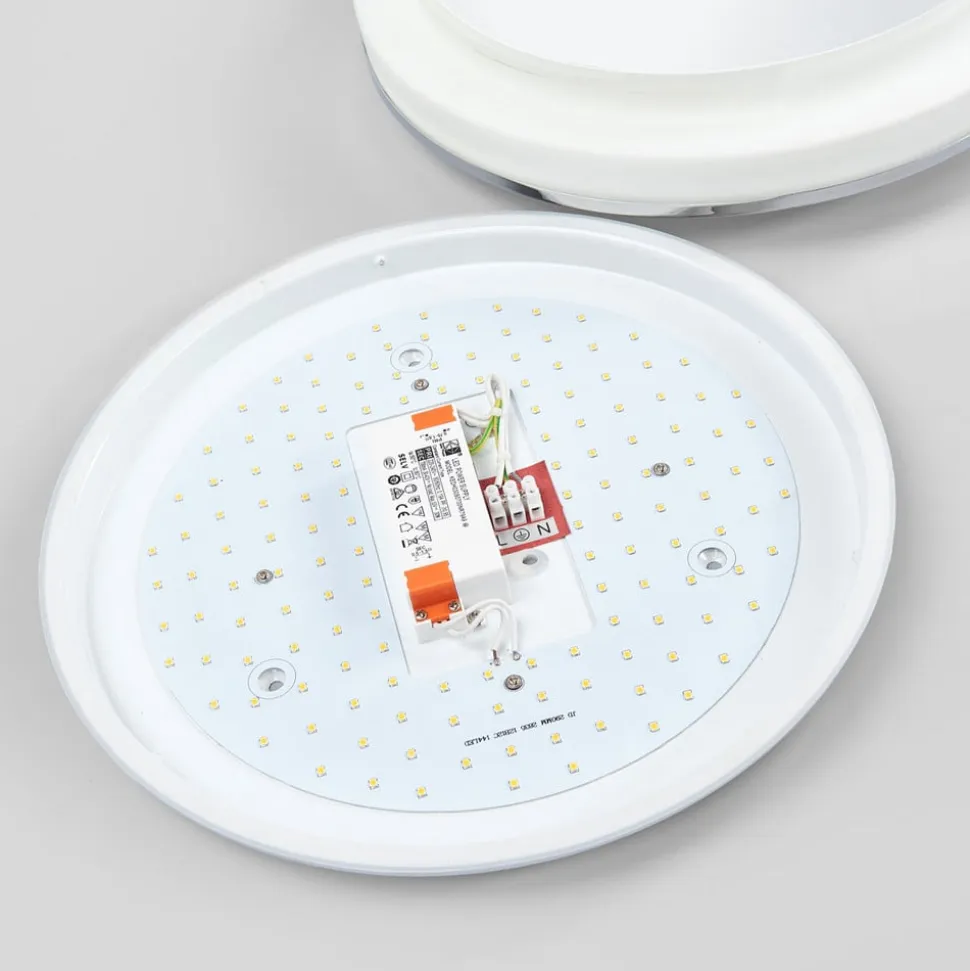 Lindby LED-loftlampe Lyss, Ø 40 cm, kromfarvet, IP44