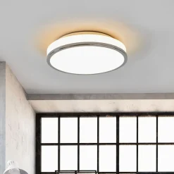 Lindby LED-loftlampe Lyss, Ø 28 cm, kromfarvet, IP44