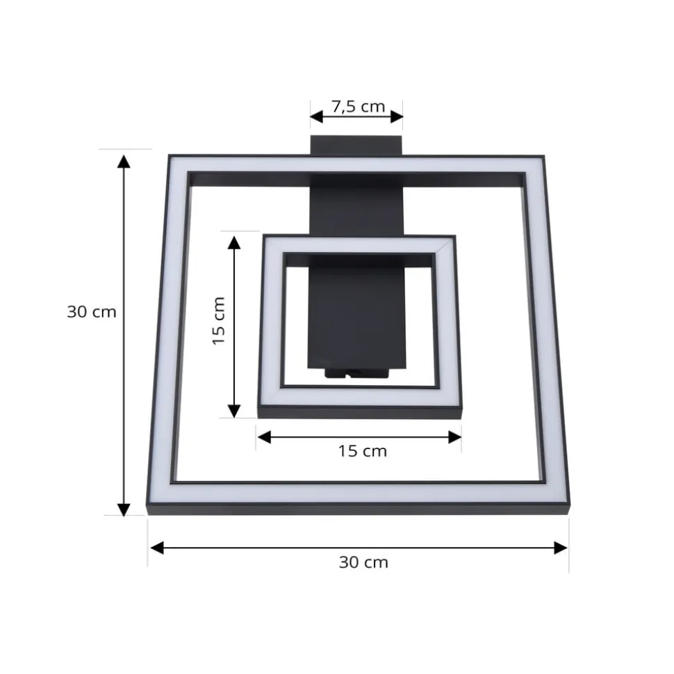 Lindby LED-loftlampe Madamo, sort, 30 cm, 3000K, aluminium