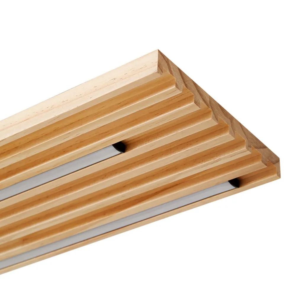 Lindby LED-loftlampe Madero, fyrretræ, 90 cm x 20 cm