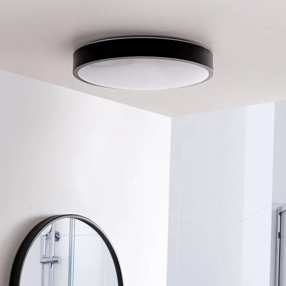 Lindby LED-loftlampe Medon, Ø 38 cm, sort, IP44, metal
