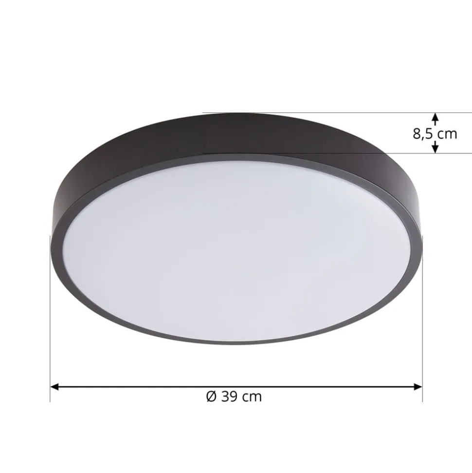 Lindby LED-loftlampe Medon, Ø 38 cm, sort, IP44, metal