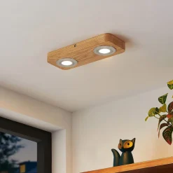 Lindby LED-loftlampe Mikari, 30 cm, træ, drejelig