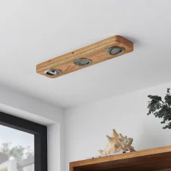 Lindby LED-loftlampe Mikari, 48 cm, træ, drejelig