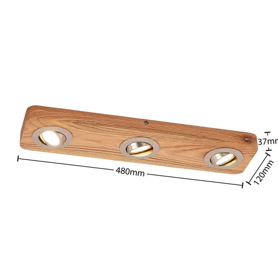 Lindby LED-loftlampe Mikari, 48 cm, træ, drejelig
