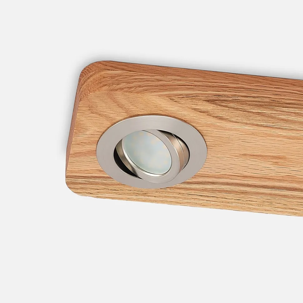 Lindby LED-loftlampe Mikari, 48 cm, træ, drejelig