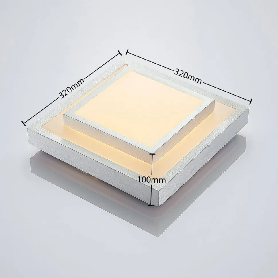 Lindby LED-loftlampe Mirco, 32 cm, kantet, aluminium