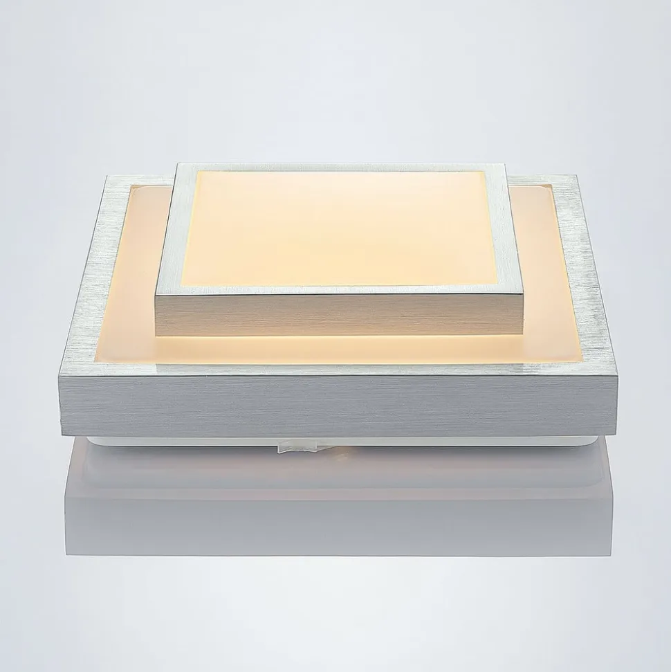 Lindby LED-loftlampe Mirco, 32 cm, kantet, aluminium