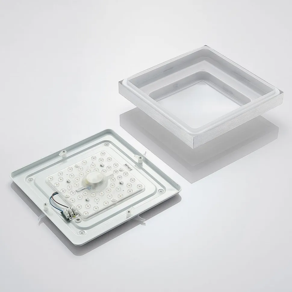 Lindby LED-loftlampe Mirco, 32 cm, kantet, aluminium