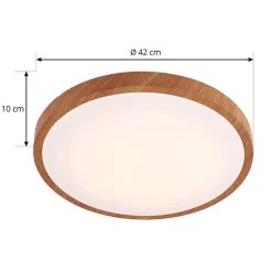Lindby LED-loftlampe Mynte, Ø42cm, trælook, plast
