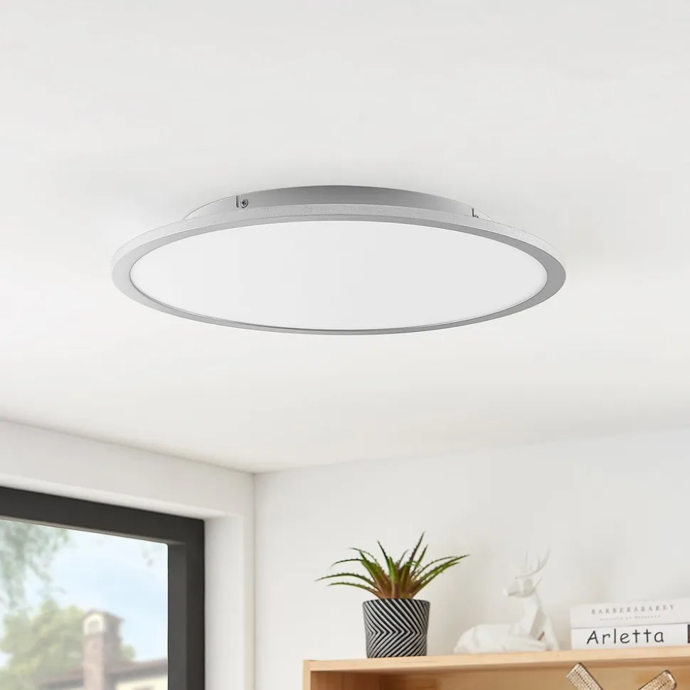 Lindby LED-loftlampe Narima, 4.000 K, Ø 50 cm, sølv