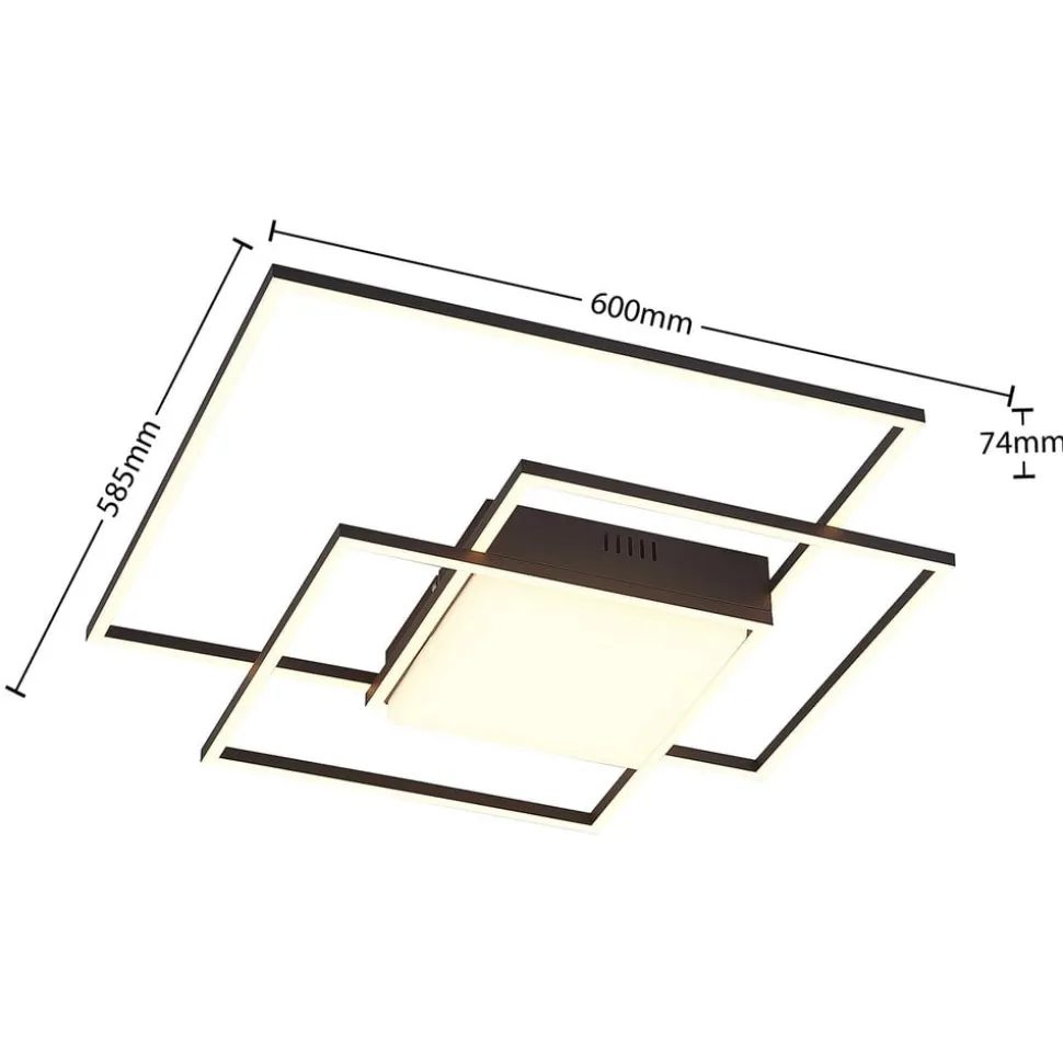 Lindby LED-loftlampe Nelinka, 60 cm, sort, aluminium