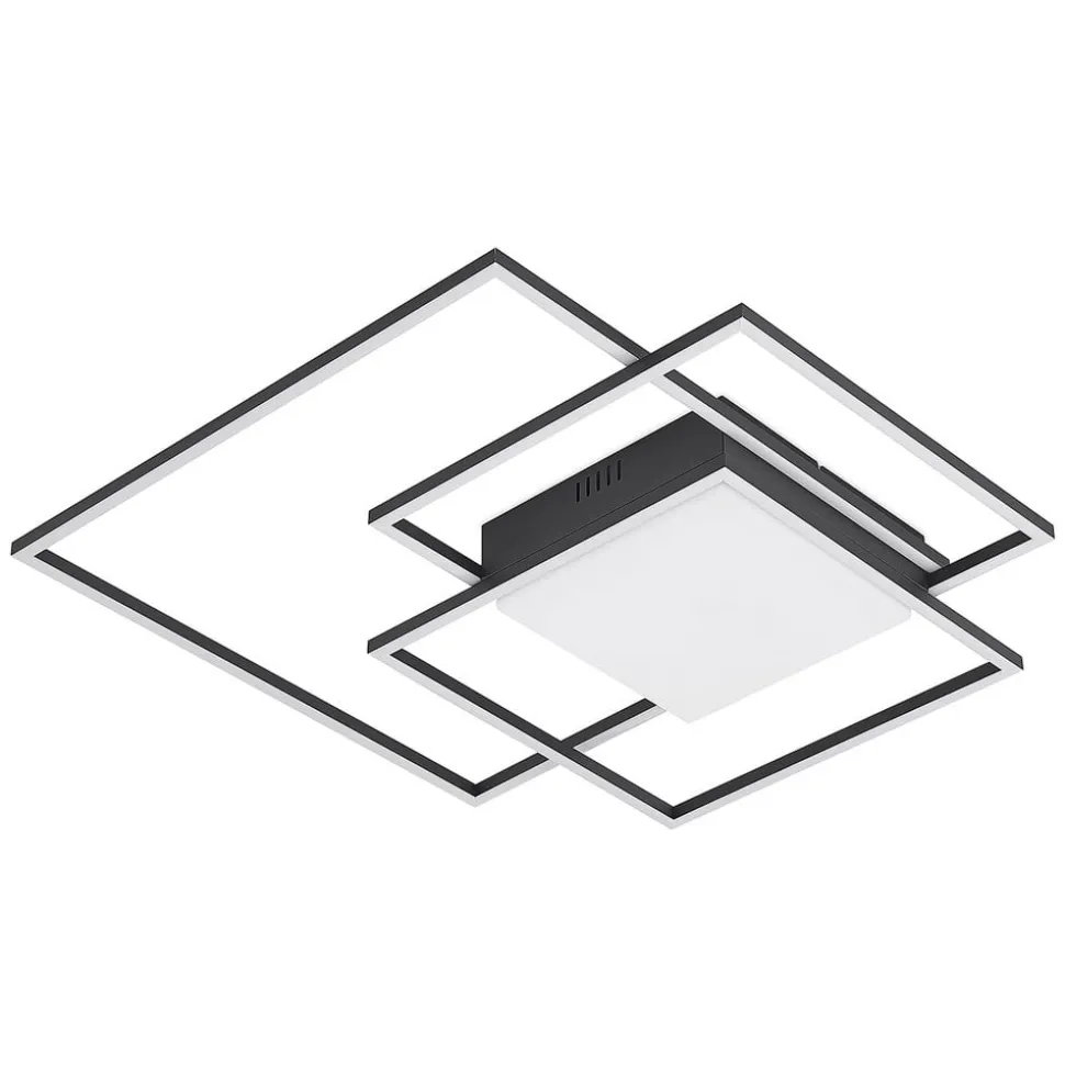 Lindby LED-loftlampe Nelinka, 60 cm, sort, aluminium
