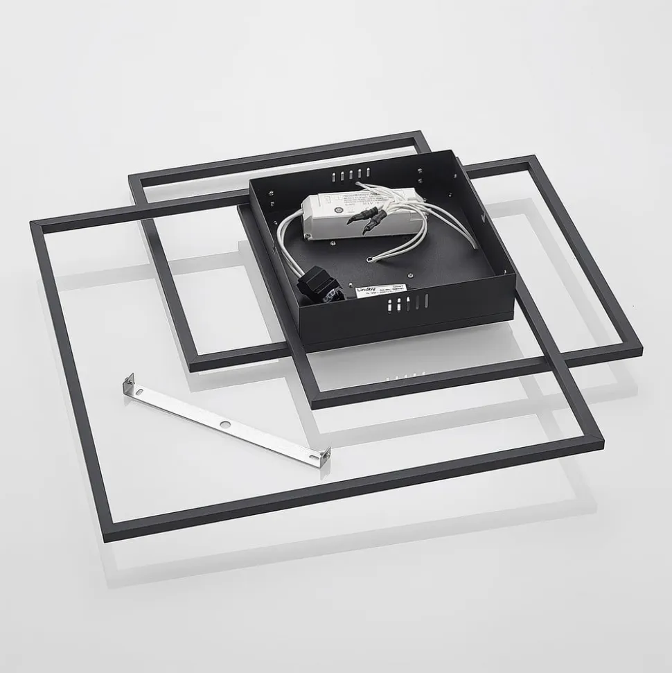 Lindby LED-loftlampe Nelinka, 60 cm, sort, aluminium