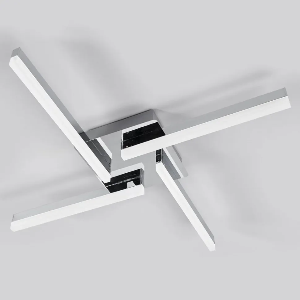 Lindby LED-loftlampe Patrik, 59 cm, 4 lyskilder, krom, IP44