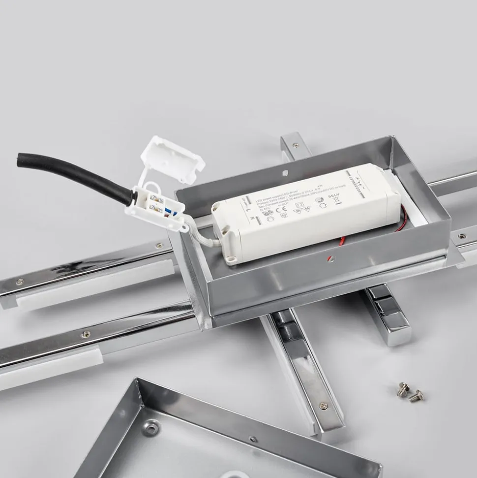 Lindby LED-loftlampe Patrik, 62 cm, 6 lyskilder, krom, IP44
