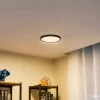 Lindby LED-loftlampe Pravin, Ø 23 cm, CCT, sort
