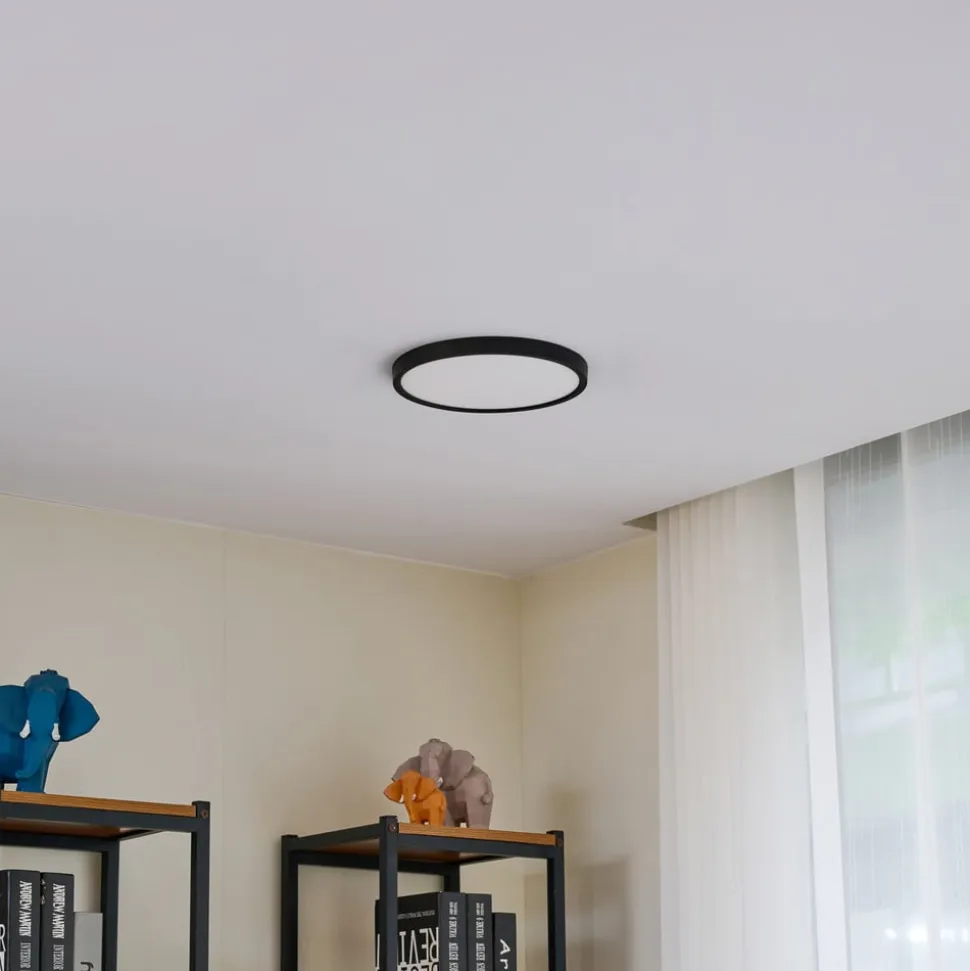 Lindby LED-loftlampe Pravin, Ø 23 cm, CCT, sort