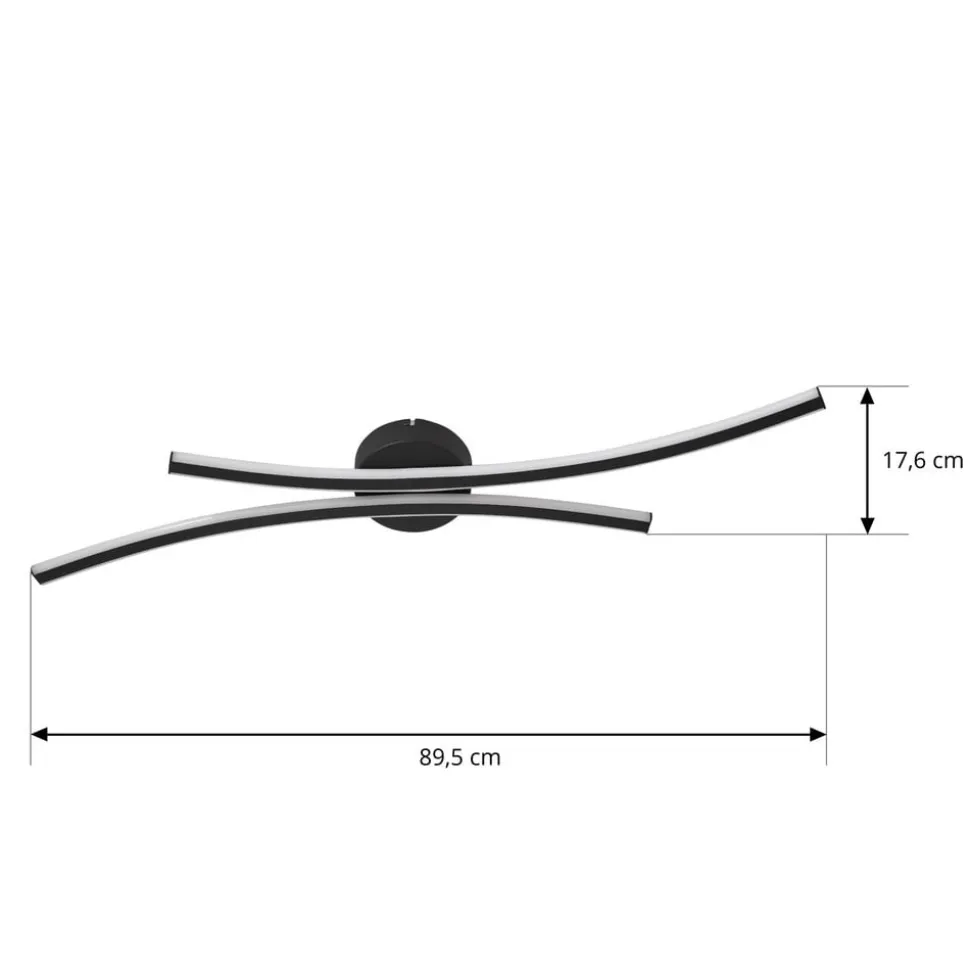 Lindby LED-loftlampe Ravion, 90 cm, sort, 3.000 K