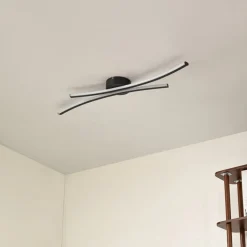Lindby LED-loftlampe Ravion, 90 cm, sort, 3.000 K