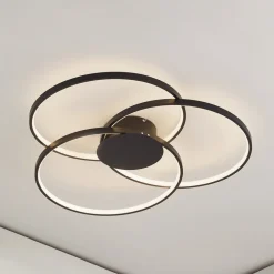 Lindby LED-loftlampe Riley, sort, 3.000 K, dæmpbar