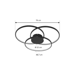 Lindby LED-loftlampe Riley, sort, 3.000 K, dæmpbar