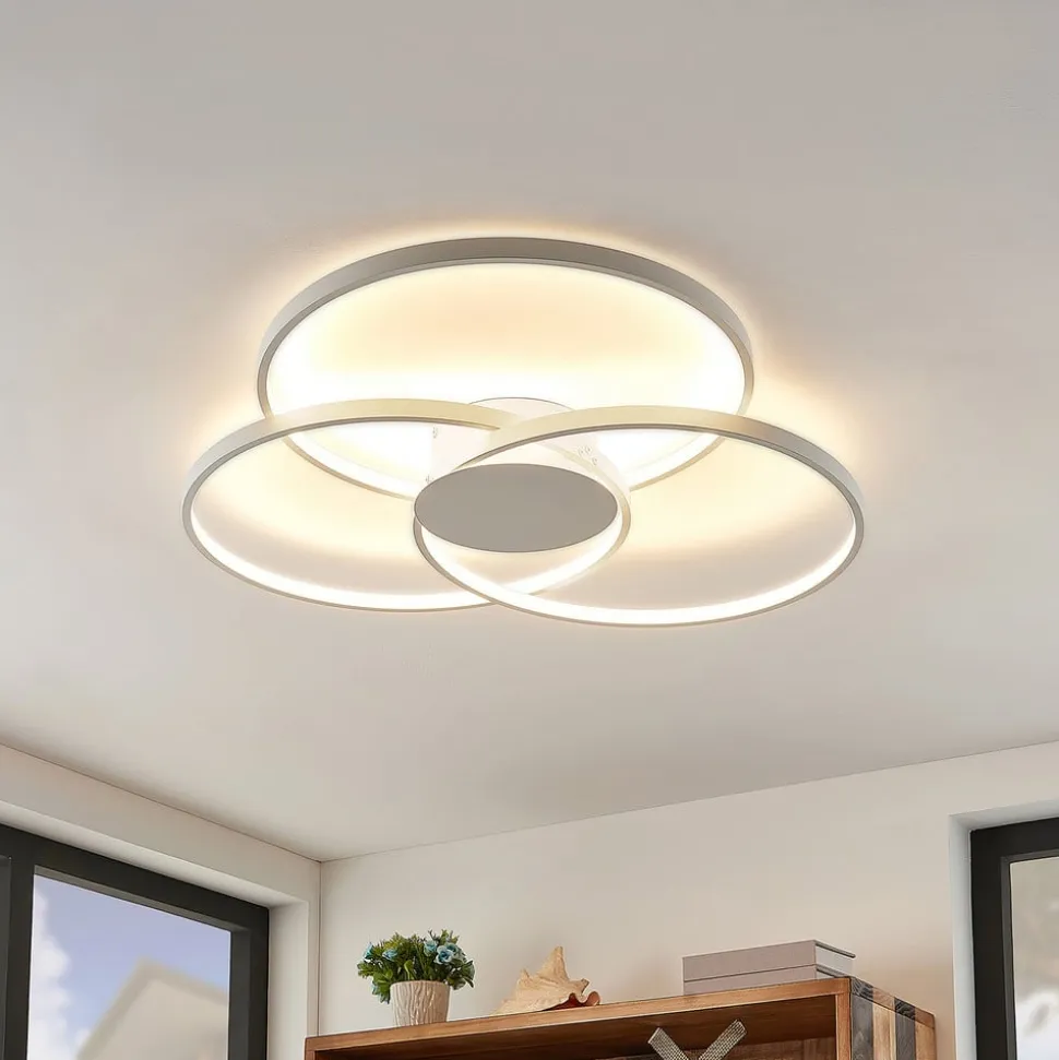 Lindby LED-loftlampe Riley, hvid, metal, 80 cm, dæmpbar