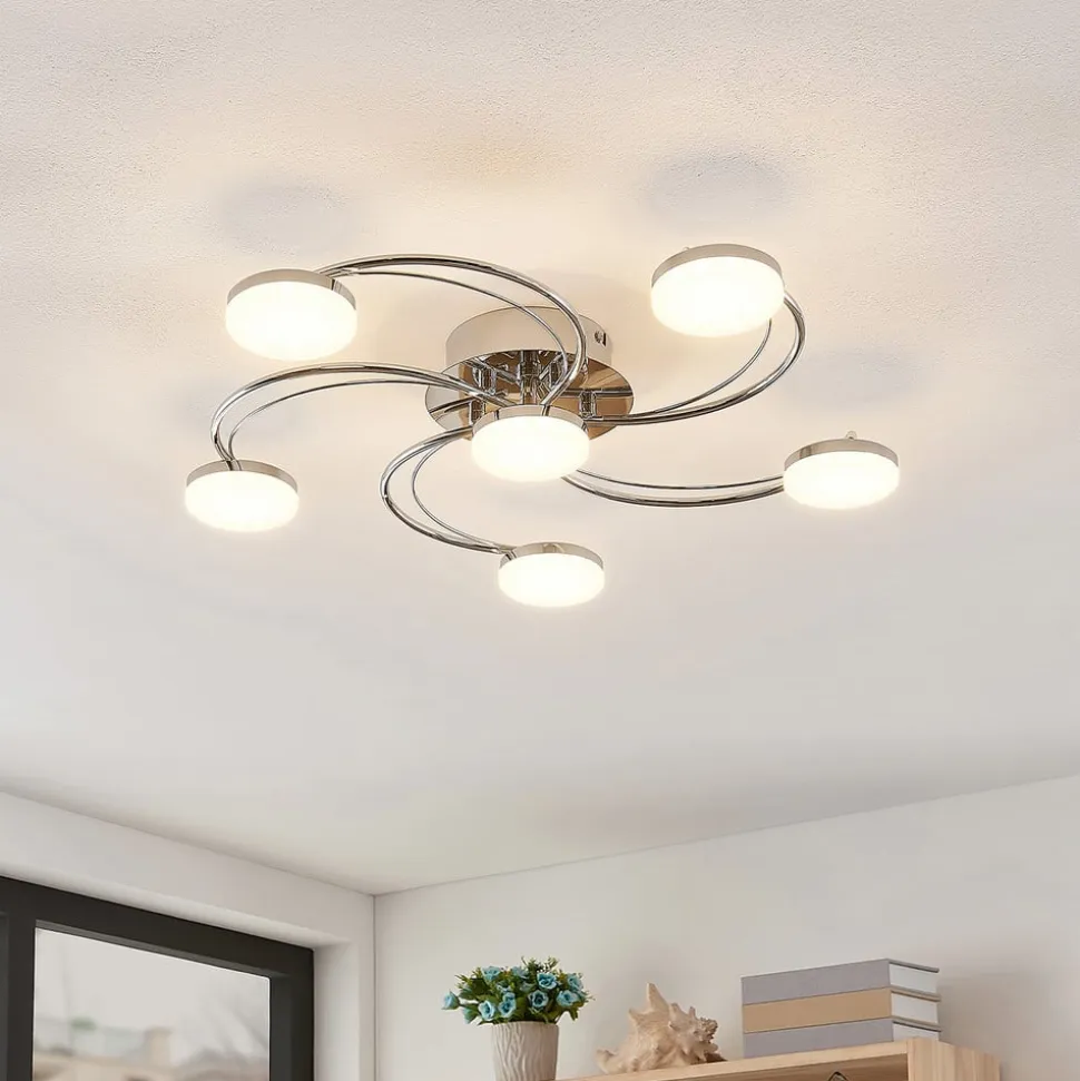 Lindby LED-loftlampe Rouven, spiralform, 6 lyskilder, grå