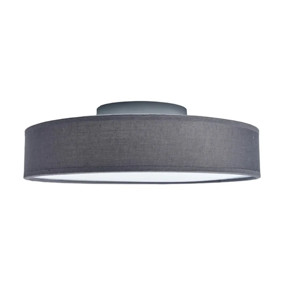 Lindby LED-loftlampe Saira, Ø 30 cm, grå, tekstil