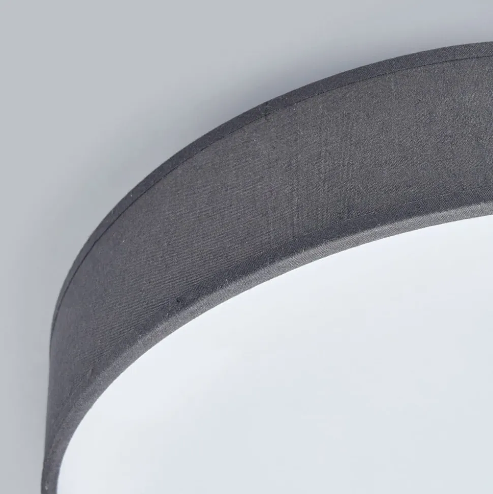 Lindby LED-loftlampe Saira, Ø 30 cm, grå, tekstil