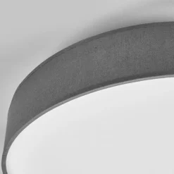 Lindby LED-loftlampe Saira, Ø 40 cm, grå, tekstil