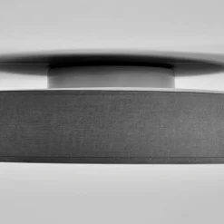 Lindby LED-loftlampe Saira, Ø 40 cm, grå, tekstil