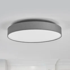Lindby LED-loftlampe Saira, Ø 50 cm, grå, tekstil