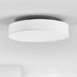 Lindby LED-loftlampe Saira, Ø 40 cm, hvid, tekstil