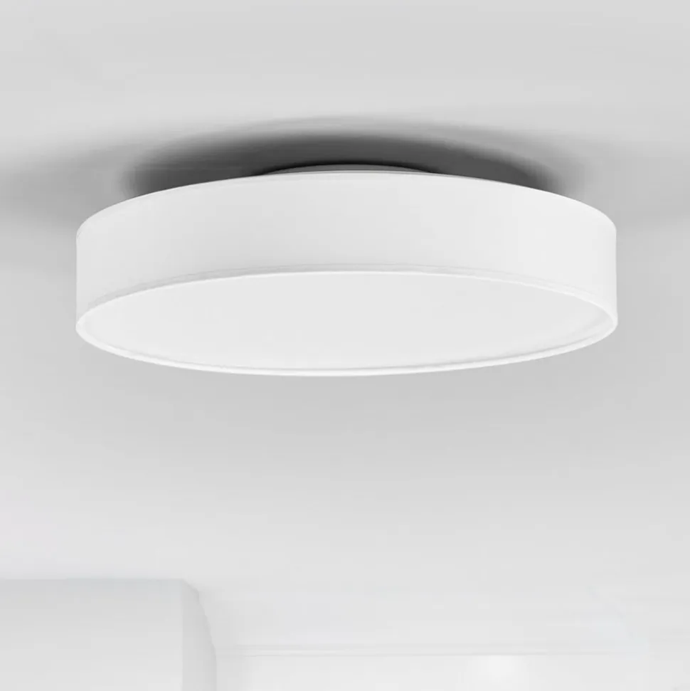 Lindby LED-loftlampe Saira, Ø 40 cm, hvid, tekstil