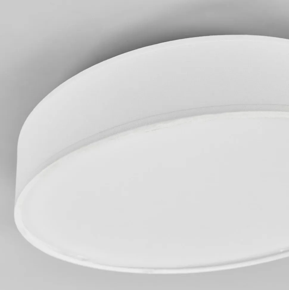 Lindby LED-loftlampe Saira, Ø 30 cm, hvid, tekstil