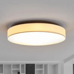 Lindby LED-loftlampe Saira, Ø 50 cm, hvid, tekstil