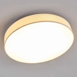Lindby LED-loftlampe Saira, Ø 50 cm, hvid, tekstil
