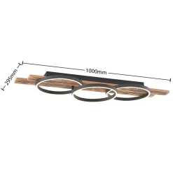 Lindby LED-loftlampe Sentoa, træ, 100 cm lang, 3.000 K