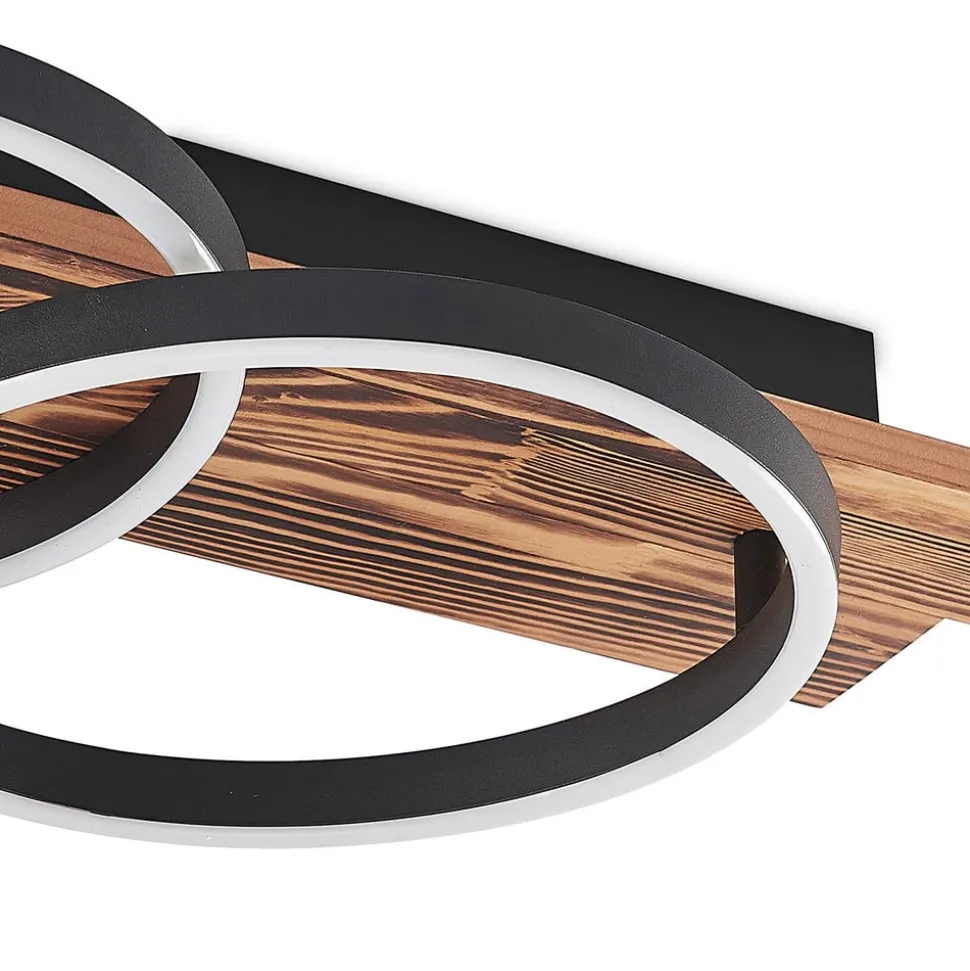 Lindby LED-loftlampe Sentoa, træ, 75 cm lang, 3.000 K
