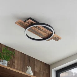 Lindby LED-loftlampe Sentoa, træ, 52,8 cm lang, 3.000 K