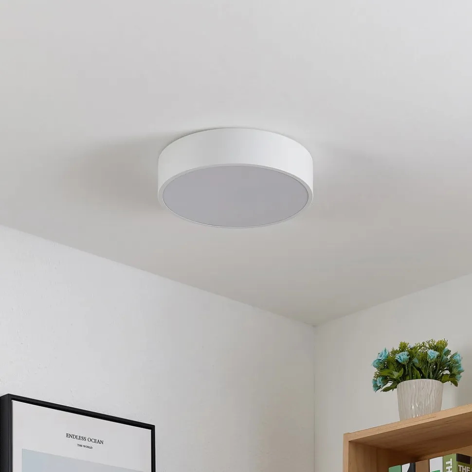 Lindby LED-loftlampe Simera, Ø 30 cm, hvid, metal