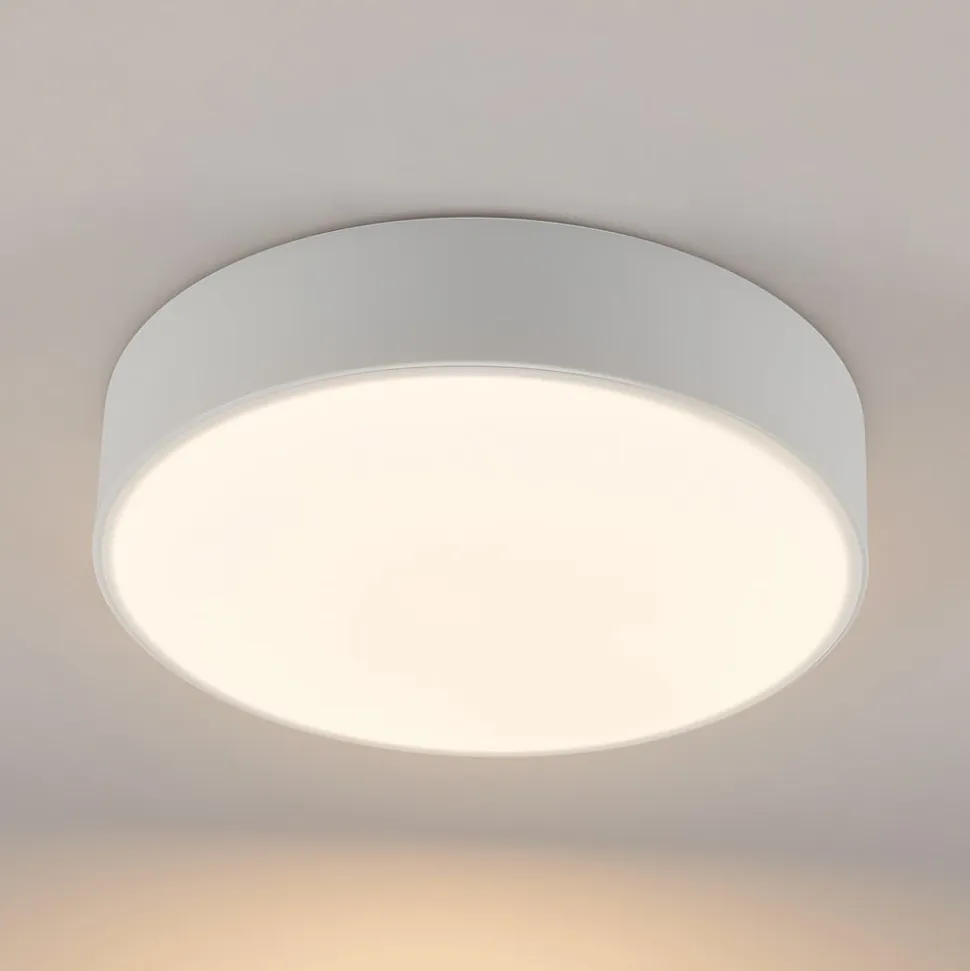 Lindby LED-loftlampe Simera, Ø 30 cm, hvid, metal