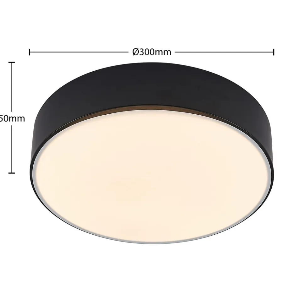 Lindby LED-loftlampe Simera, Ø 30 cm, sort, hvid