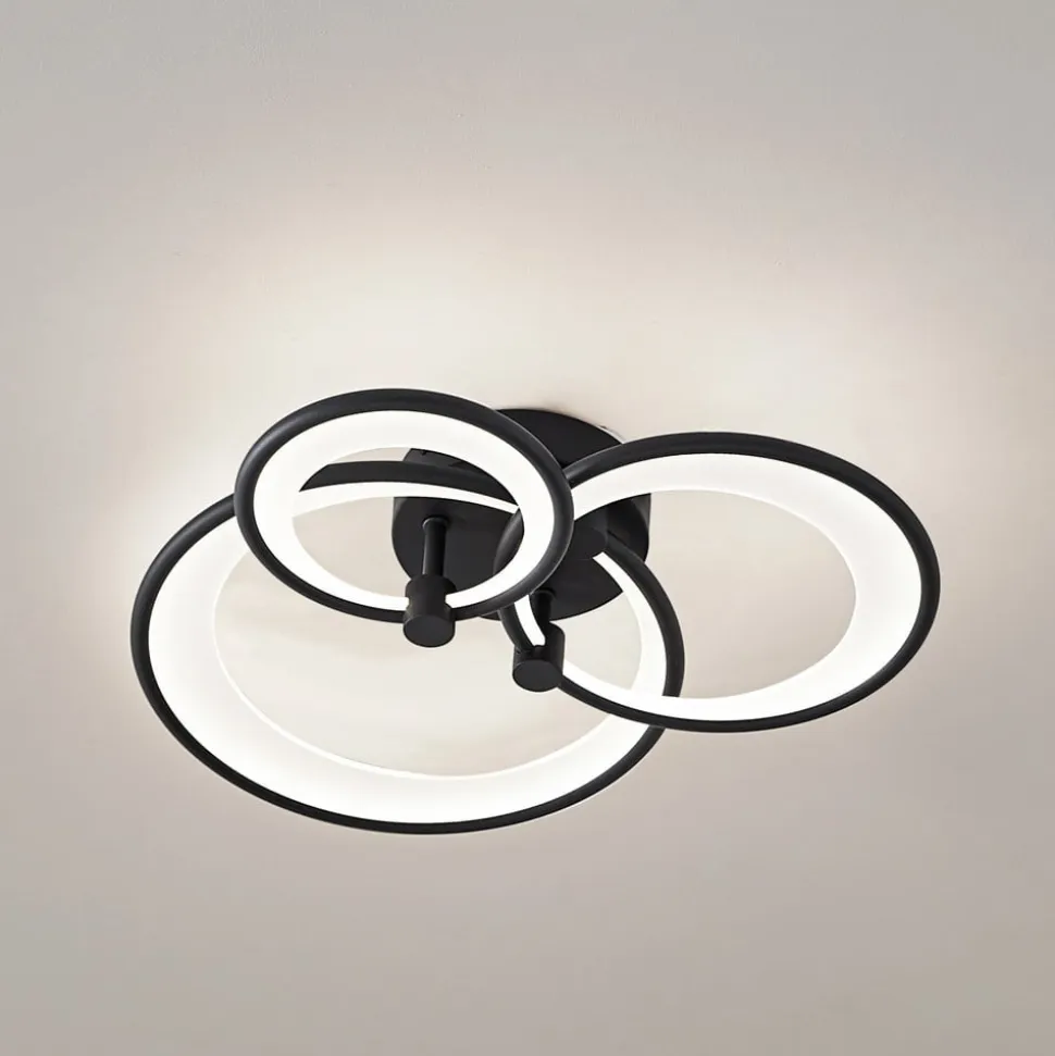 Lindby LED-loftlampe Sorma, sort, CCT, dæmpbar