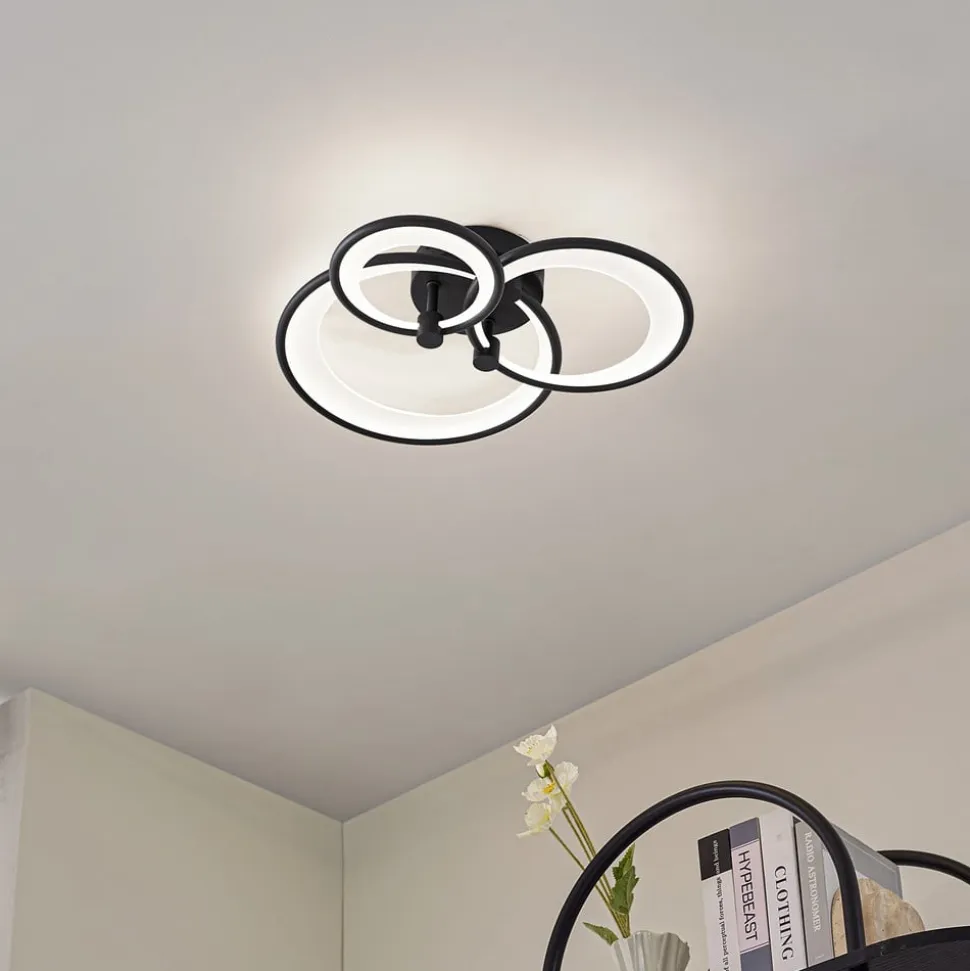 Lindby LED-loftlampe Sorma, sort, CCT, dæmpbar